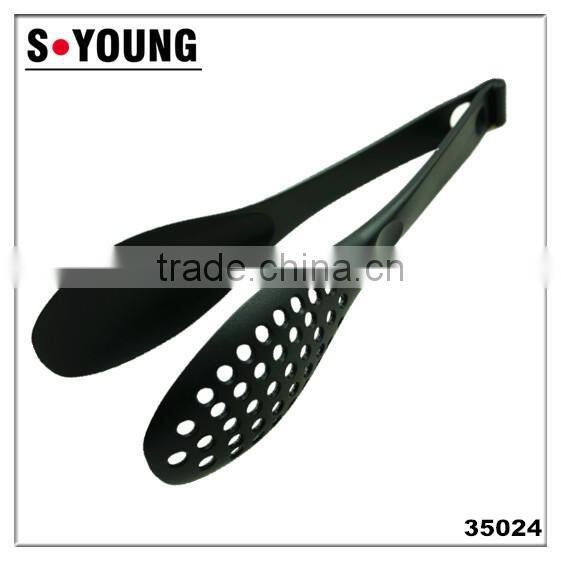 35024 Separable nylon Kitchen Tongs BBQ Cooking Food salad Tongs with spoon