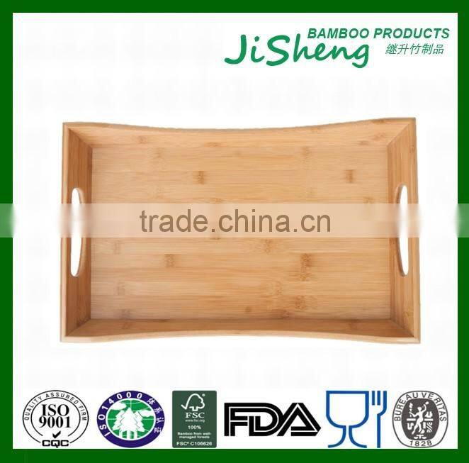 Eco-friendly Top Quality bamboo food serving tray with handles