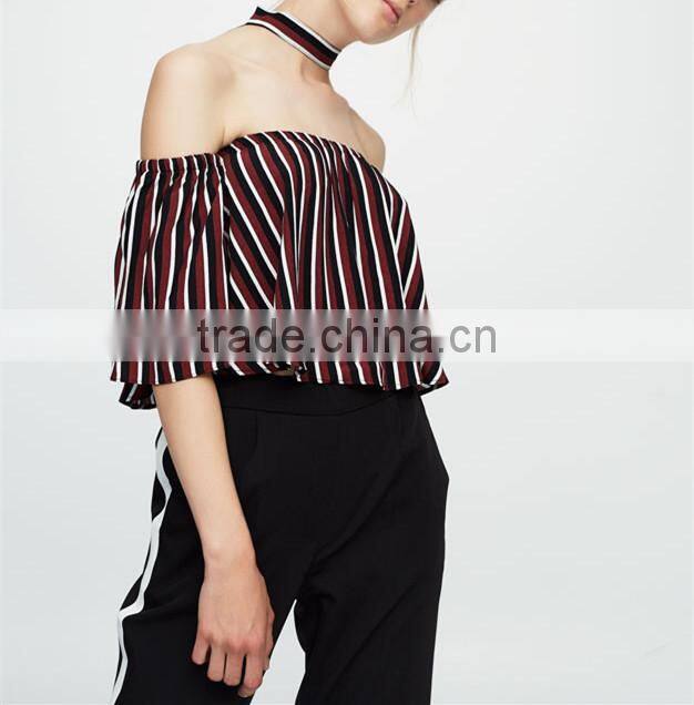 Sexy fashion design women elastics choker neck top