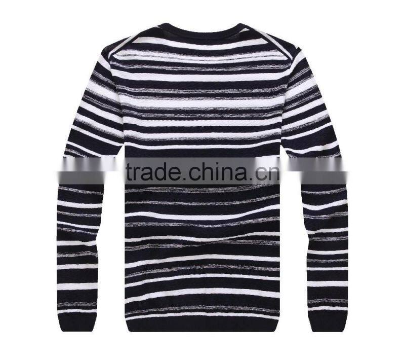 custom striped cotton crew neck cardigan man sweater , pullover