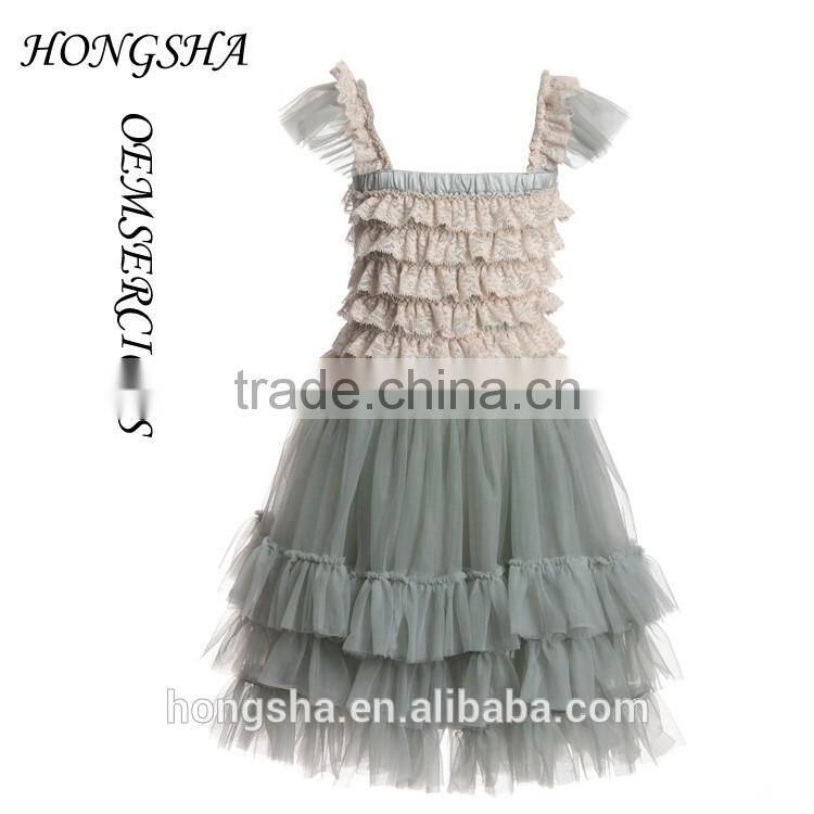 Blush Pink Ballroom Lace Tulle Dress Removable Overskirt Baby Girl Wedding Bridemaid Dress HSD7835