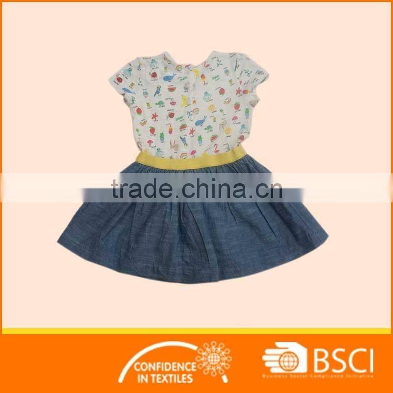 Cartoon Printed Children Wear Cotton Baby Girl Dress