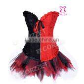 Flannelette Plain Black Corset Overbust Zipper Steel