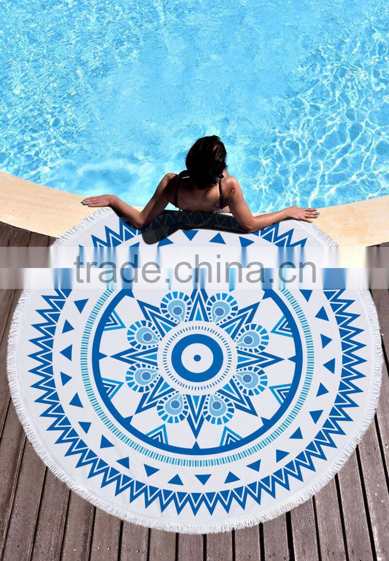custom printed good quality round towel printed Many color round beach towel