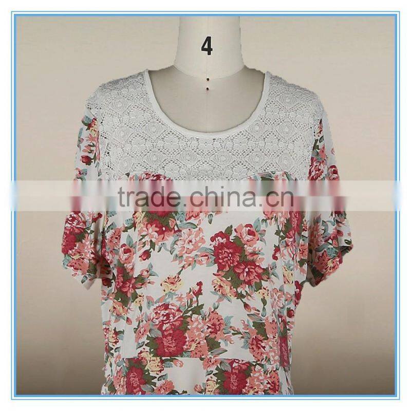 Wholesale Ladies Floral picture Printed design Lace Blouse With Embroidery