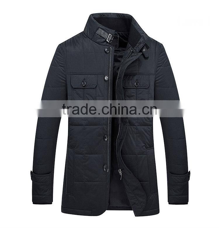 Man Stand Collar Long Padding Casual Jacket