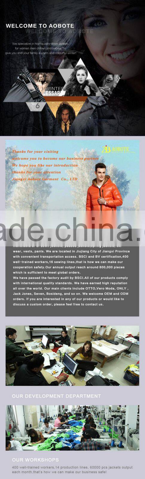 2017 Hot Sale Man Outdoor Duck Down Jacket For Winter
