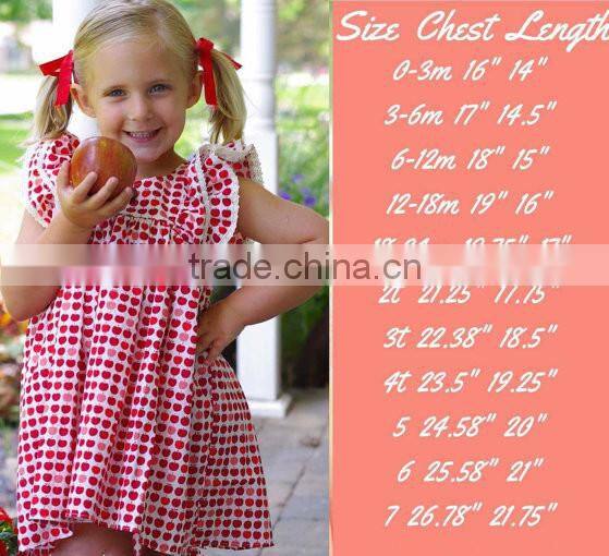 Apple Printed Lace Ruffles Sleeves Girls Party Dresses Best Selling Products 2017 In USA