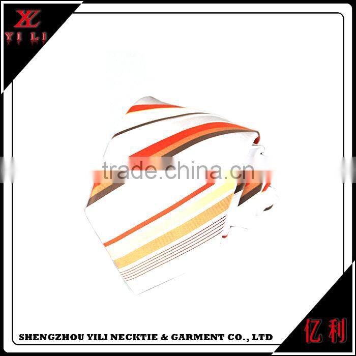High quality brand men white other colored striped yellow silk tie