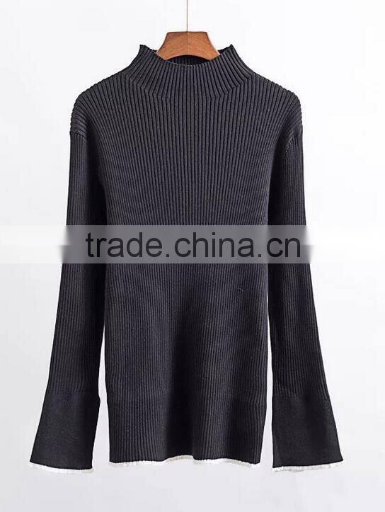 EY0878S 2016 Winter Ladies Red Mock Turtleneck Poncho Sweater