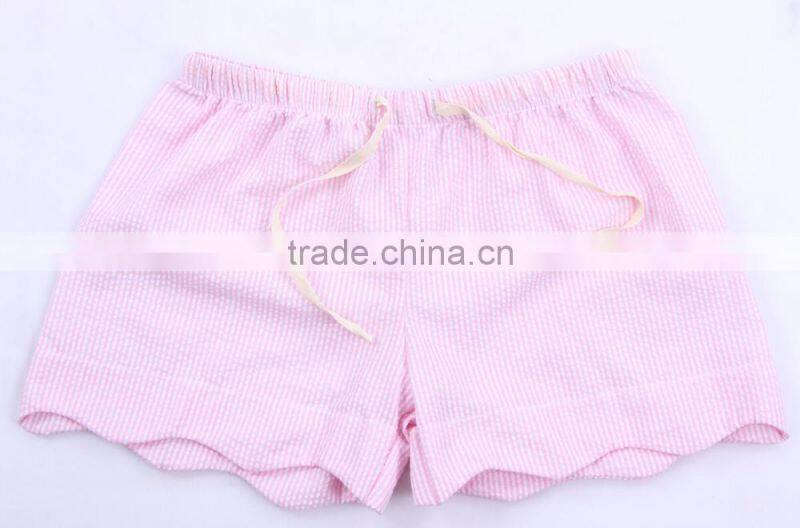 New Arrival Fashionable Scalloped Monogrammed Seersucker Shorts