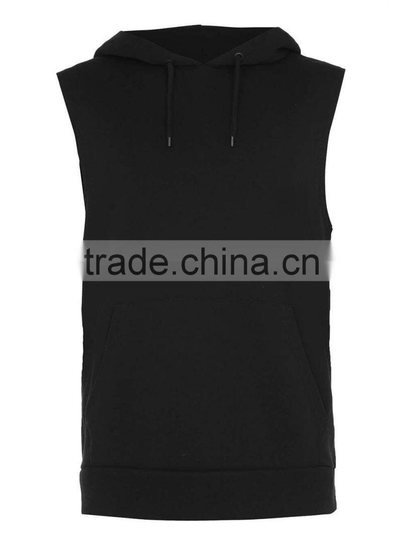 100%Cotton new arrival blank sleeveless hoodies men sleeveless hoodie 2016