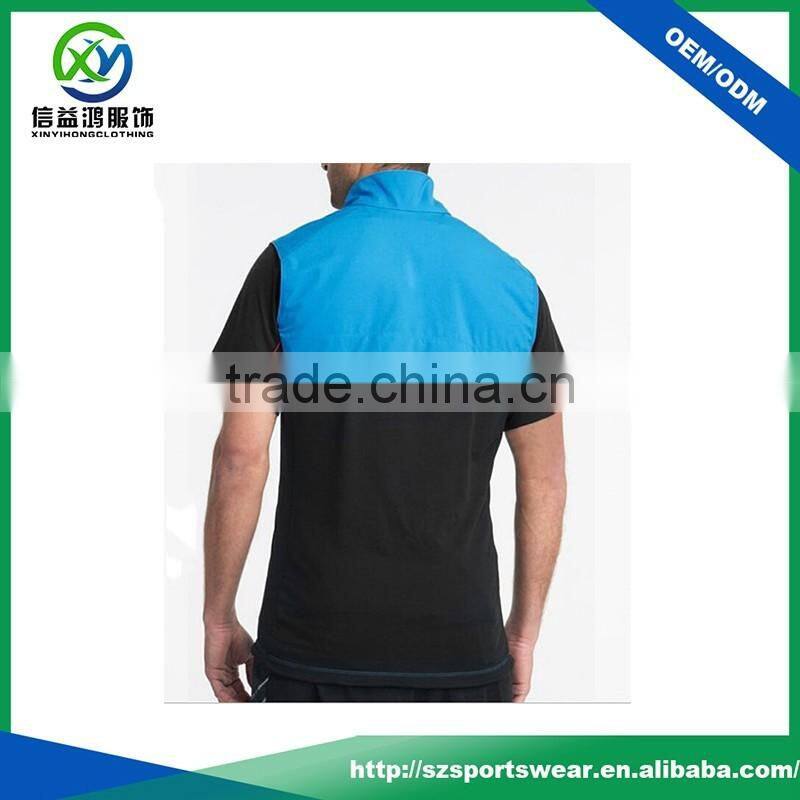 Contrast Color White Full Zip Short Sleeve Blue with Black Running Men Jacket