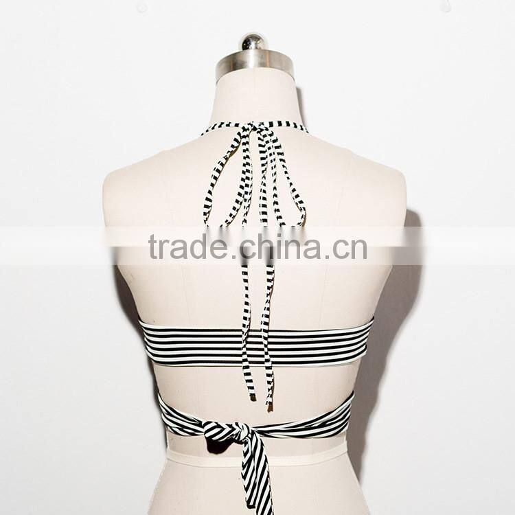 New Fashion Bra Top Ladies striped Halter Bra Top