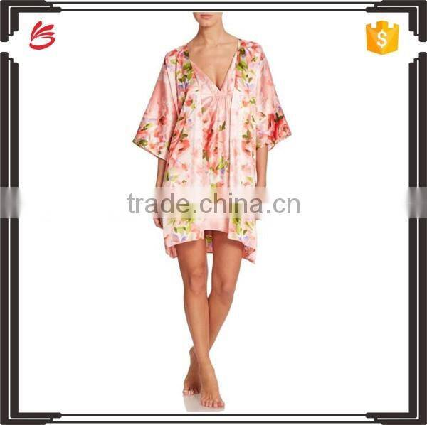 Top selling High Quality Floral Printing Silk Kimono Robes for Women