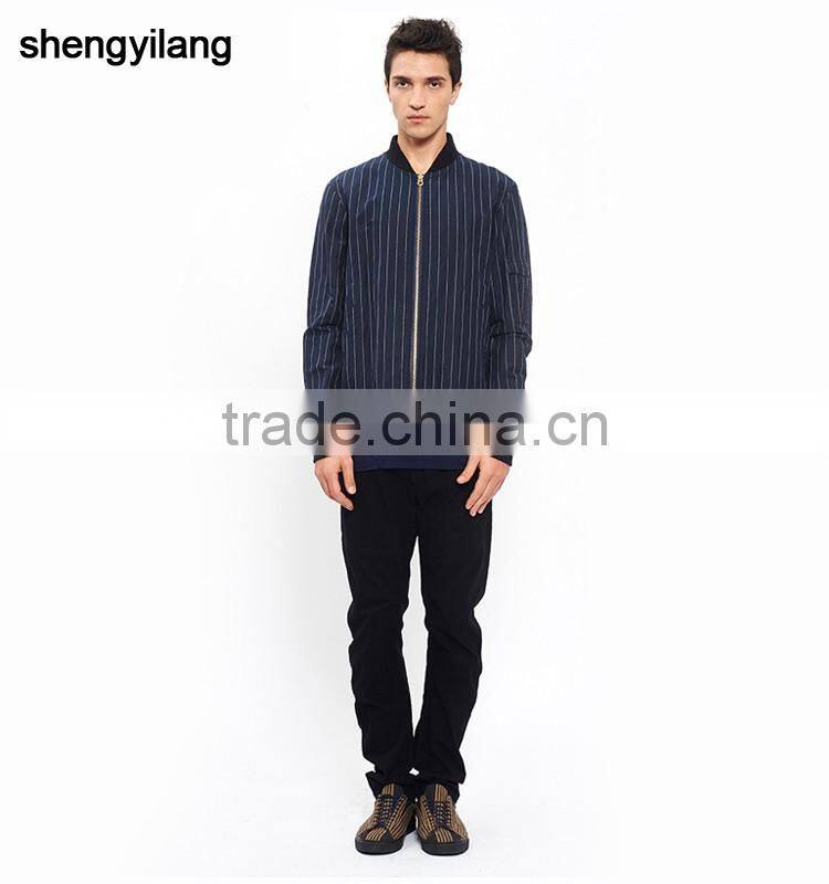 New arrival men fashion vertical stripe cotton jacket wholesale baseball jacket guangzhou clothing manufacturer