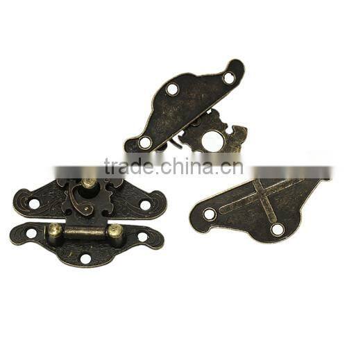 Antique Bronze Flower Pattern Jewelry Wooden Box Lock Latch Lock Decorative 4.8cmx3.8cm