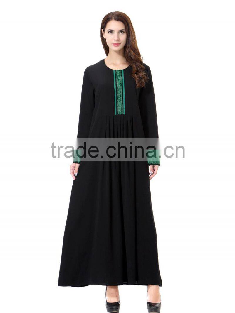 embroider young girl muslim dress/ dqln muslim islamic fashionable abaya kaftan dresses/fancy dl islamic muslim dress