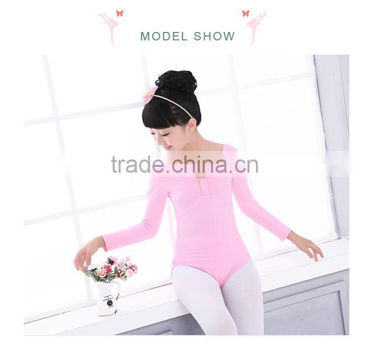 Wholesale Kids Girls Training Dance Costumes 100% Cotton Gymnastics Leotards
