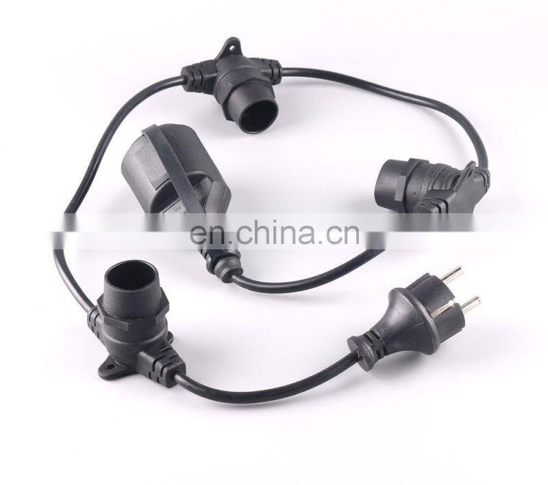 Extension cord with string lights for holiday decoration with colorful bulbs