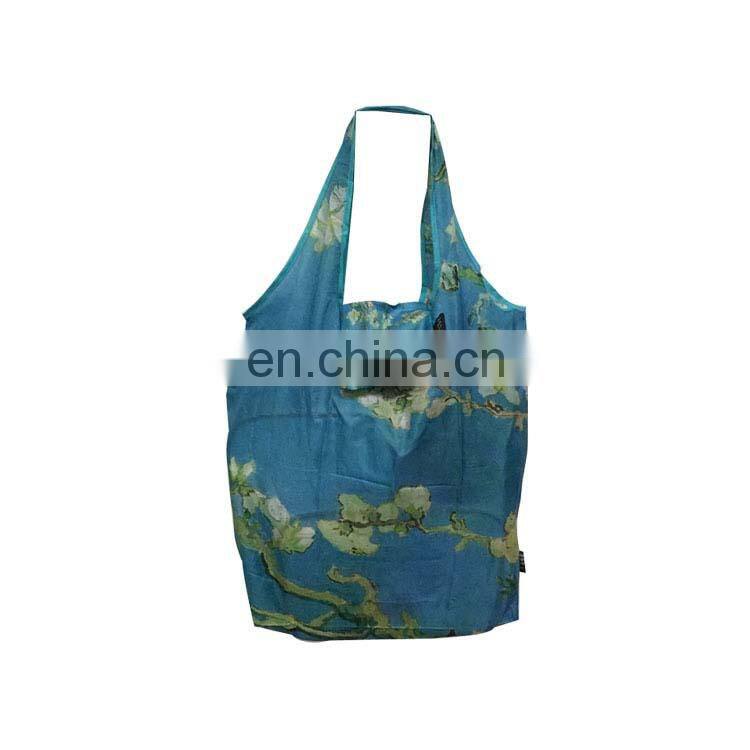 Custom logo printed recycle handle shopping bag foldable
