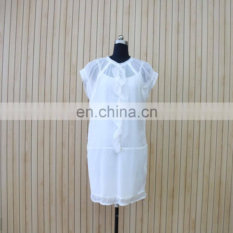 elegant summer transparent flounce silk knit slip dress