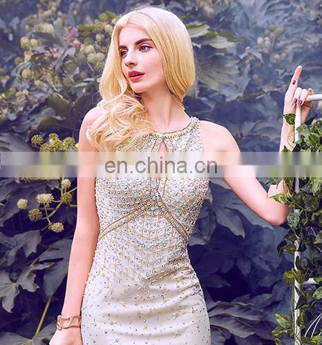 Glamorous Evening Dresses AJ009 Sweetheart Sleeveless Long Crystal Beaded Flowing Chiffon Long Dresses