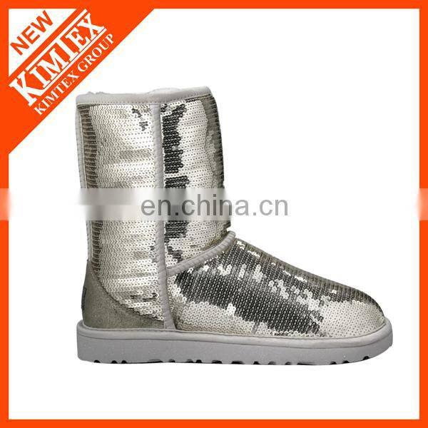 sequin snow boots with artificial wool inside
