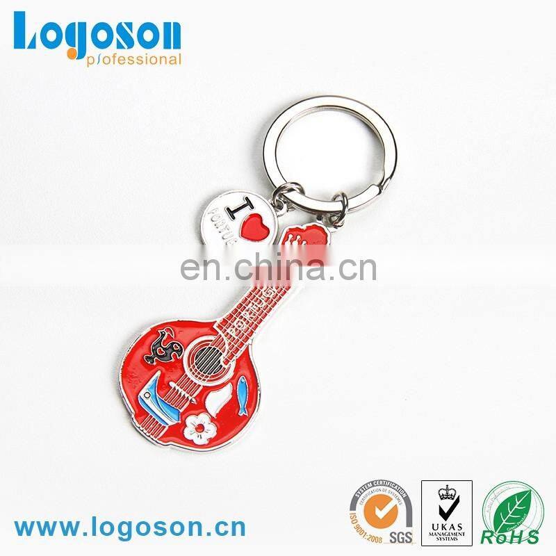 Promotional key chain two tone cock logo handmade guitar keychain
