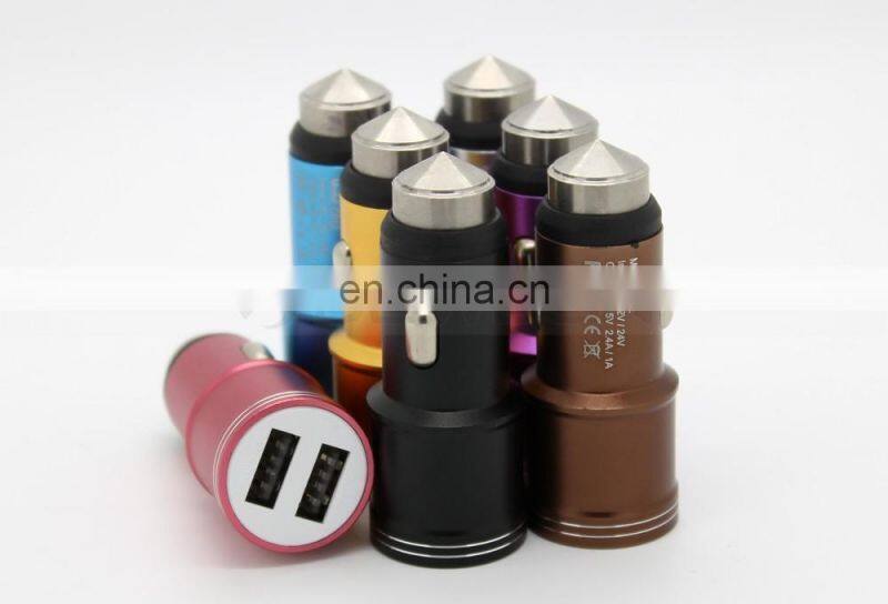 Dual USB Port Alloy Skin 5V 3A Auto Lighter Power Source Mobile Travel Charger