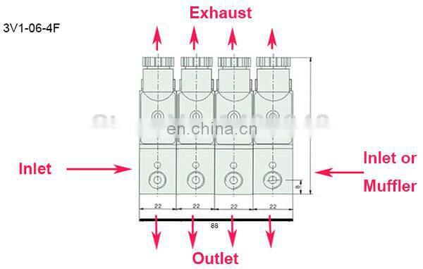 4pcs manifold valve connect pipe O.D 4mm 6mm 8mm 10mm 12mm Aluminium solenoid valve 3V1-06 AC DC 3 way direct acting valve