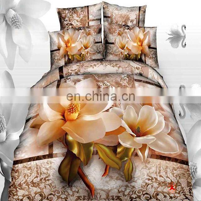 Home Goods 3D Bright Golden Flower 100% Cotton Bed Comforter Set , Bedspread , Bedding Set