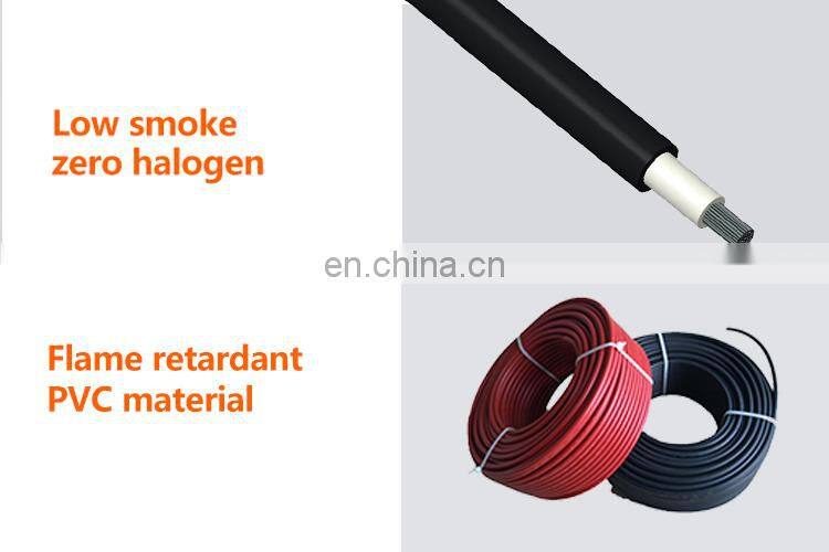 low smoke PVC material 6mm2 solar cable