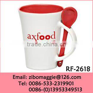 Zibo Made Good Quality Hot Sale Colored Trump Shape Ceramic Promotion Milk Mug Spoon with Whoelsale Price