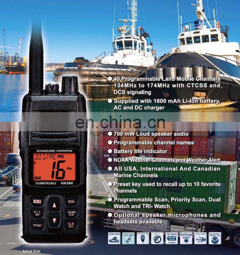 Marine electronics maritime navigation communication standard horizon HX380 5W submersible handhold VHF radio transceiver