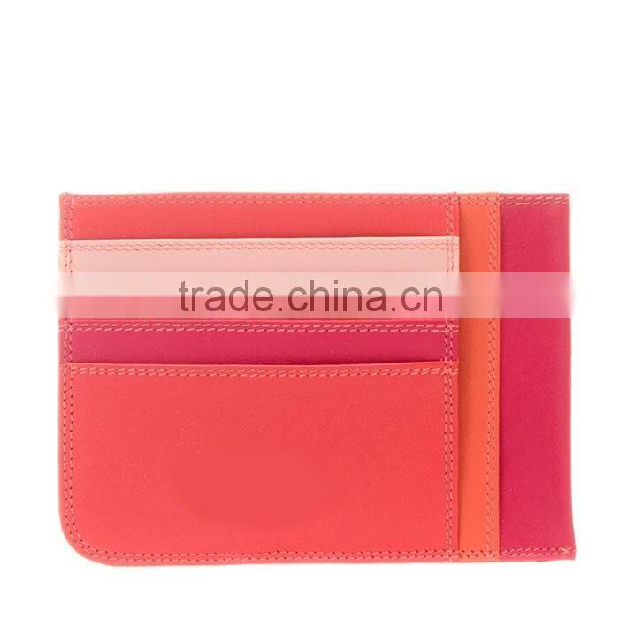 simply designed and utterly practical colorful genuine leather compact pocket wallet ID business name card holder