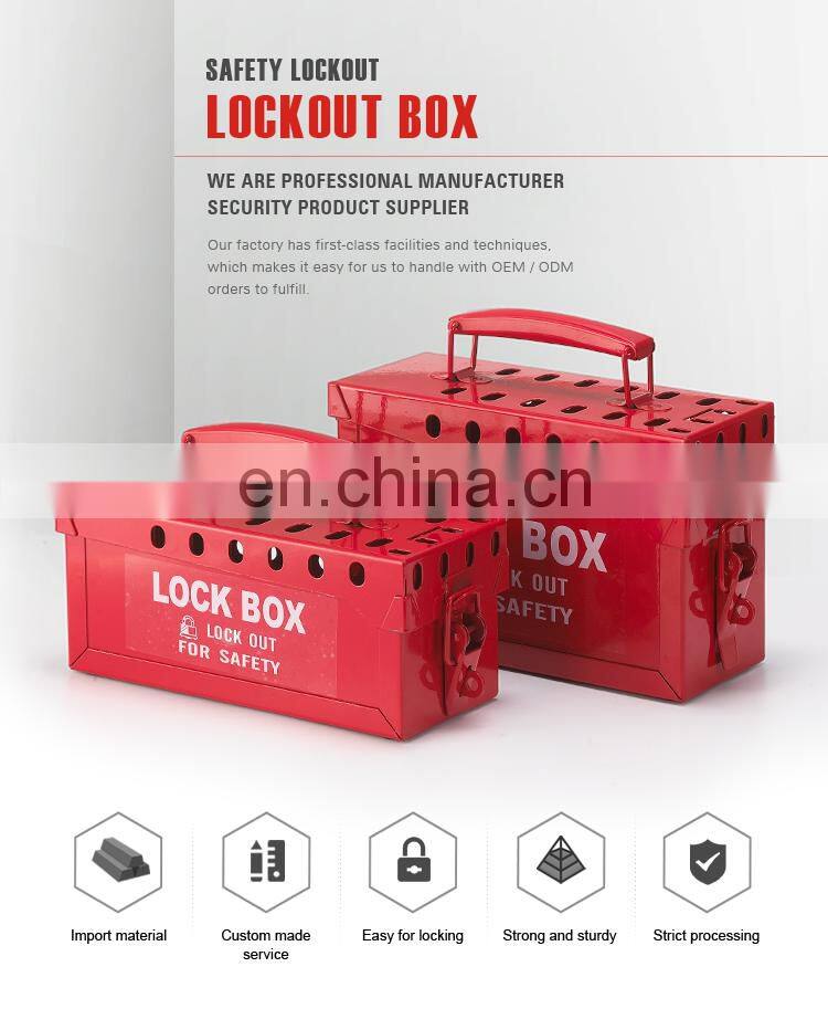 OEM High Security Portable Safety Metal Group Lockout Box For Padlocks