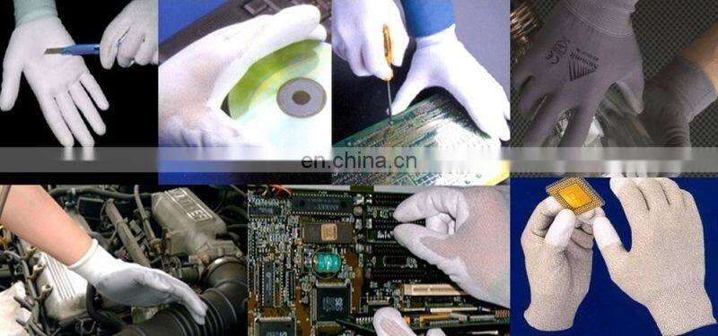 Copper Mixed Carbon Nylon Lining ESD Safe Glove Anti static PU Finger Top Coated Work Gloves