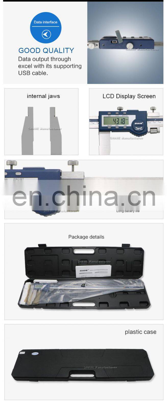 SHAHE 0-600mm Digital Caliper Stainless Steel Vernier Caliper Electronic Caliper