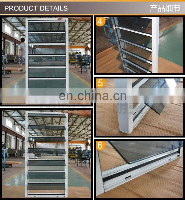 aluminum profile manual open frosted glass shutter window