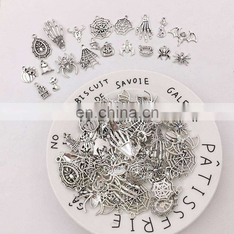 100 pieces Mix sale Tibetan silver accessories Halloween ancient silver bracelet accessories diy pendant