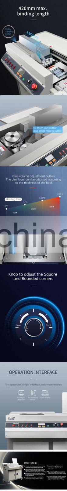 New Design 1000W Max Binding Length 420Mm Automatic Hot Melt Perfect Binding Machine