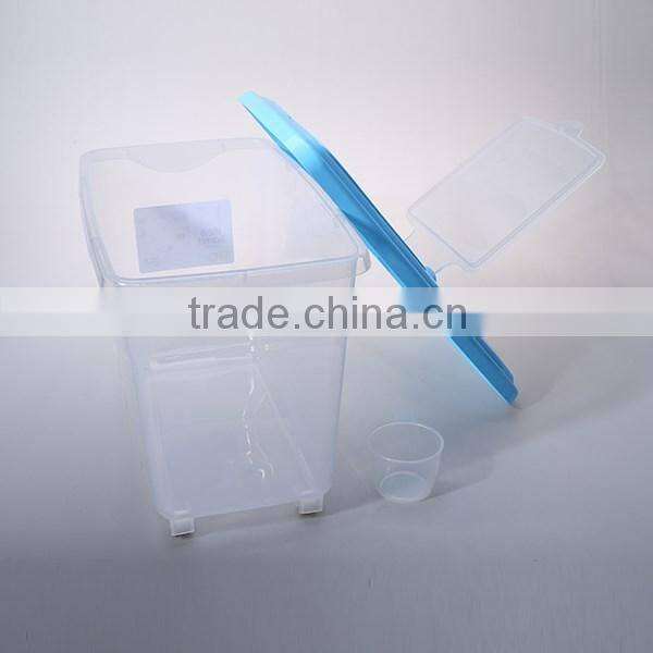 Transparent 15L Plastic Rice Storage Container with Wheel