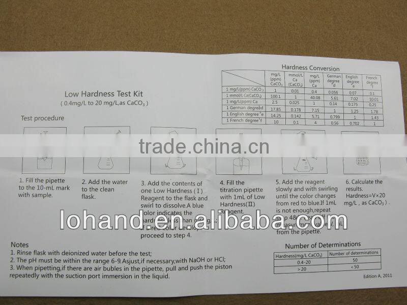 Wholesale water quality test Low Hardness of water Test Kit in low price