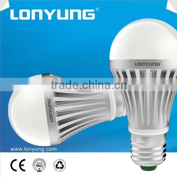 New design good heat dissipation energy saving led bulb with die cast aluminium housing & PC cover