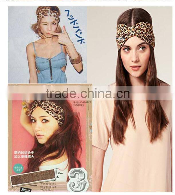 2015 New Style Elastic Hairband Fashion Leopard Printed Women Headband Headwrap