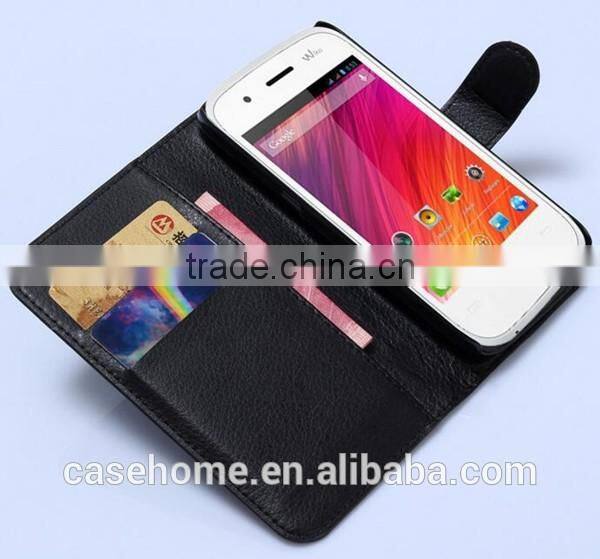 Lichi Pattern PU Leather Flip Cover for French Wiko IGGY Phone Case