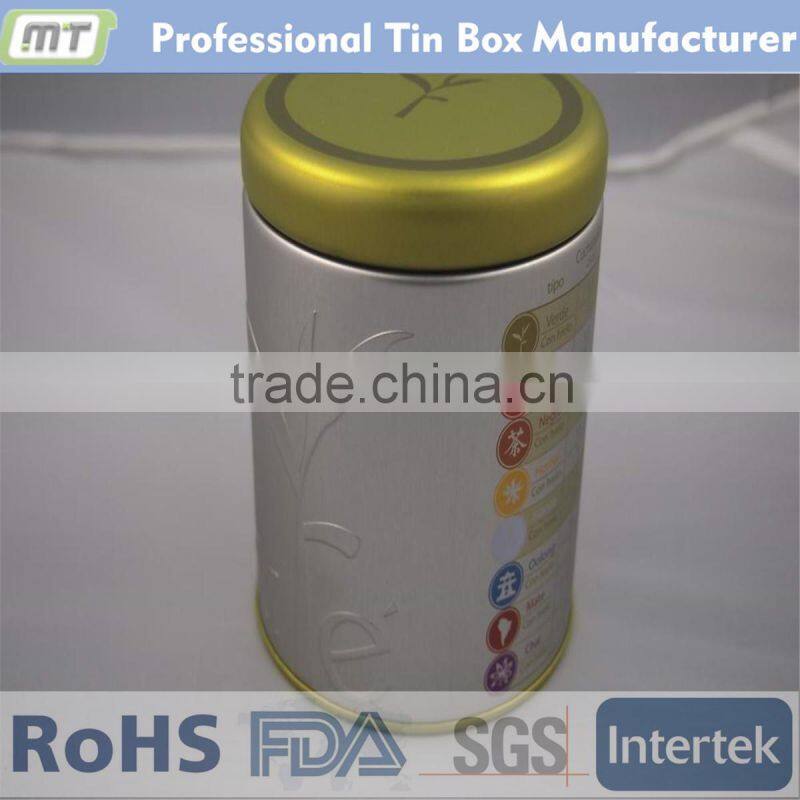 round tin canister for Christmas, tin canister