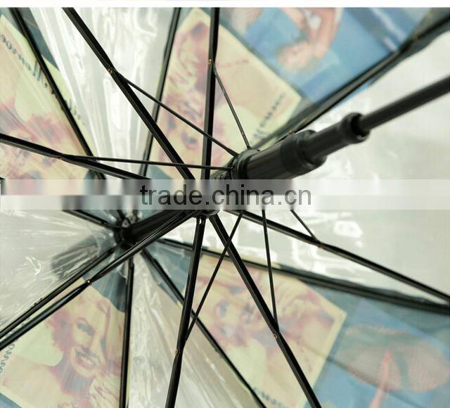 Fashion pvc transparent sex beautiful girl picture umbrella