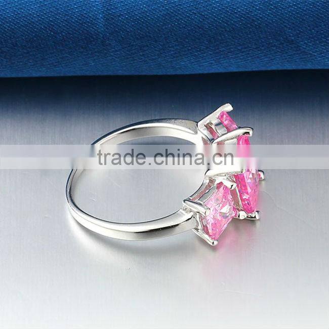 2014 Fashion Pink CZ Stone Inlay In Copper Alloy Ring